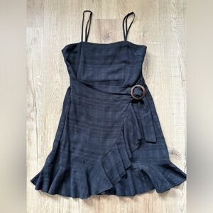 American Eagle Outfitters Black Strap Ruffle Wrap Dress with Buckle